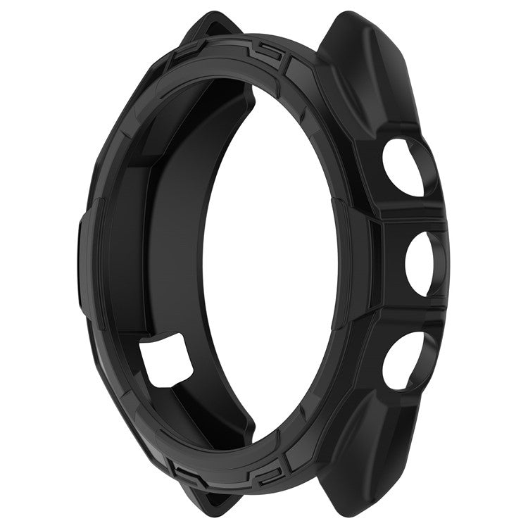 For Garmin Approach S70 42mm Rugged TPU Watch Case Shockproof Hollow Frame Cover - Black