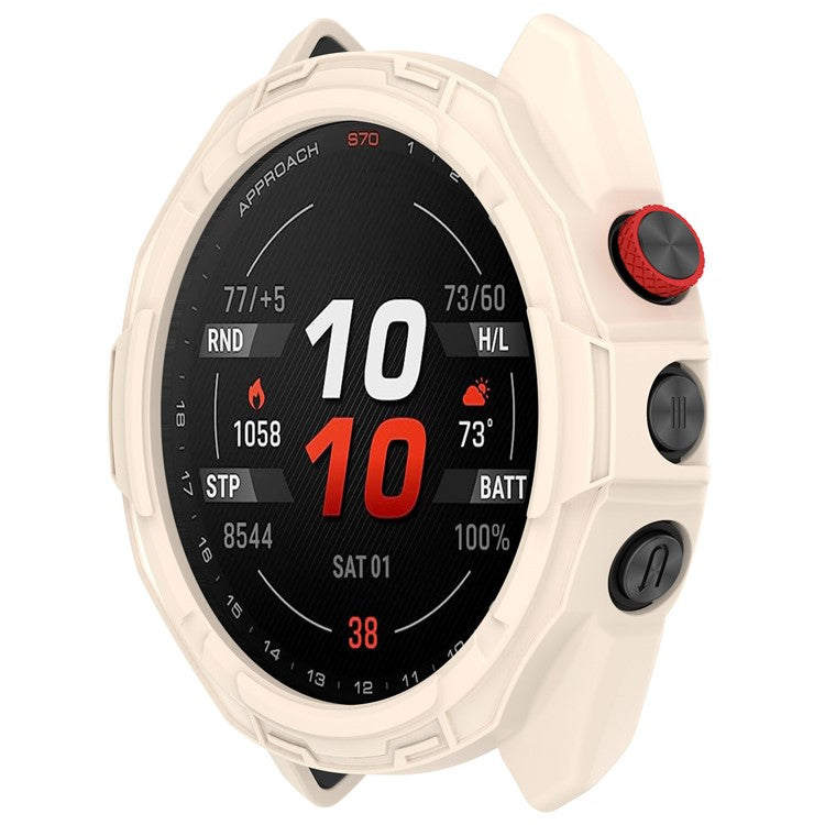 For Garmin Approach S70 42mm Rugged TPU Watch Case Shockproof Hollow Frame Cover - Starlight