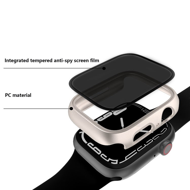 For Apple Watch Series 4 / 5 / 6 / SE / SE (2022) 44mm Integrate Hard PC Case Cover Smart Watch Case Protector with Anti-Spy Tempered Glass Screen Film - Starlight