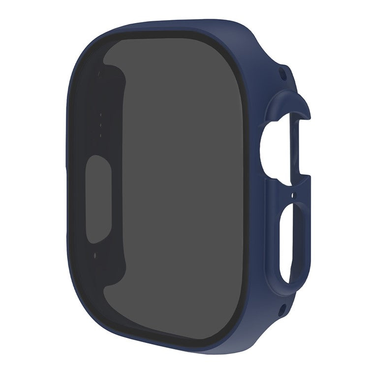 For Apple Watch Series 4 / 5 / 6 / SE / SE (2022) 44mm Integrate Hard PC Case Cover Smart Watch Case Protector with Anti-Spy Tempered Glass Screen Film - Midnight Blue
