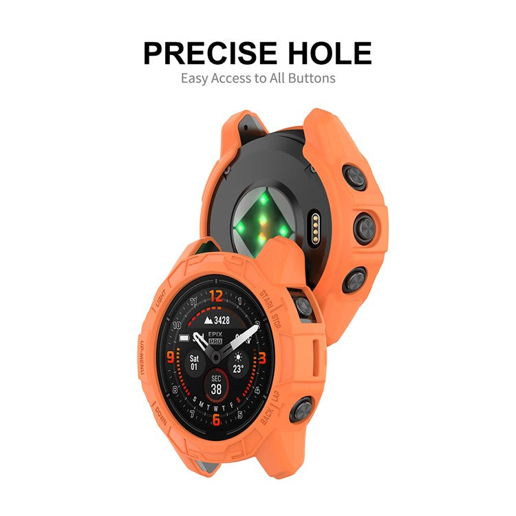 ENKAY HAT PRINCE For Garmin epix Pro 51mm / Fenix 7X / 7X Pro Drop-Proof Hollow Case Sports Watch TPU Case Cover - Orange