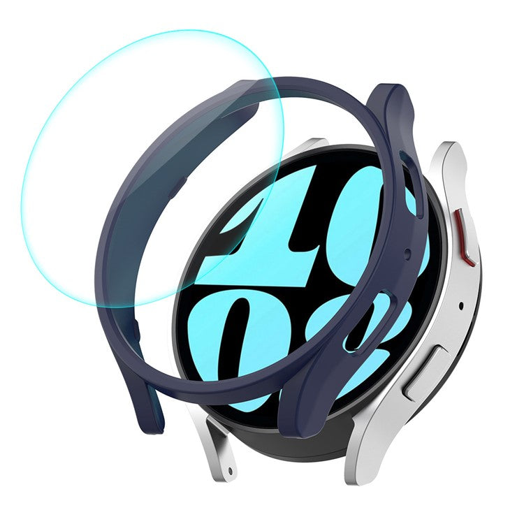 ENKAY HAT PRINCE For Samsung Galaxy Watch6 40mm Electroplating PC Watch Case with 0.2mm 9H Tempered Glass Screen Film - Dark Blue