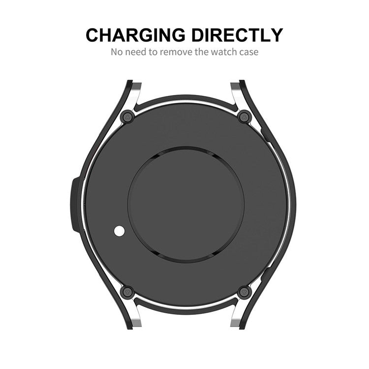 ENKAY HAT PRINCE For Samsung Galaxy Watch6 40mm Electroplating PC Watch Case with 0.2mm 9H Tempered Glass Screen Film - Dark Blue