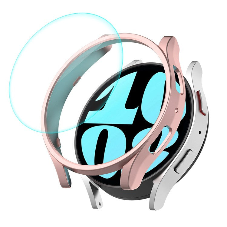 ENKAY HAT PRINCE For Samsung Galaxy Watch6 40mm Electroplating PC Watch Case with 0.2mm 9H Tempered Glass Screen Film - Rose Gold