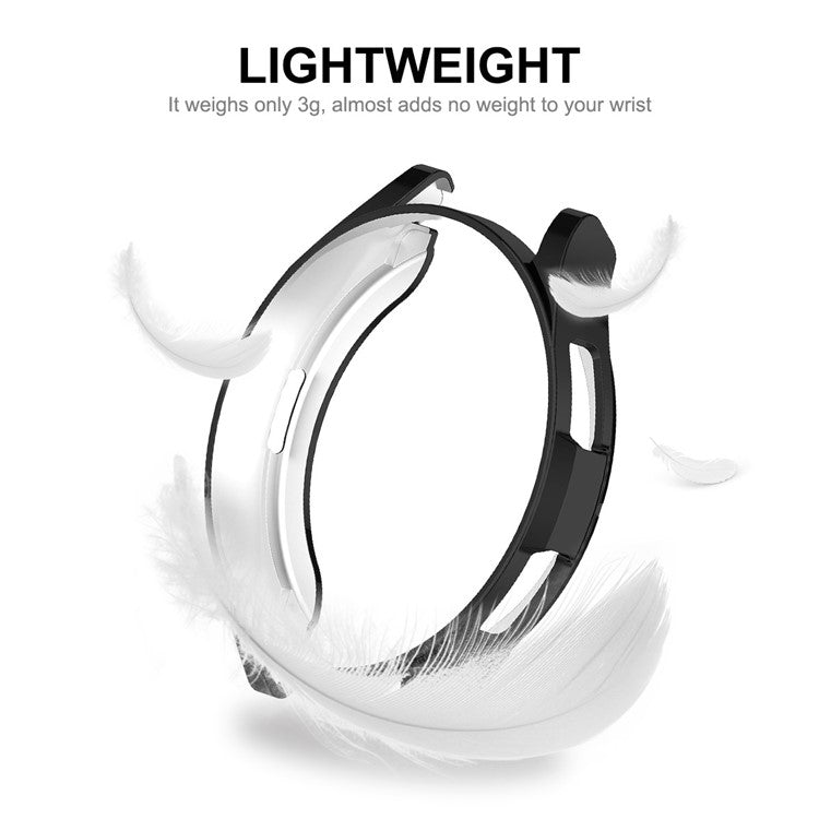 ENKAY HAT PRINCE For Samsung Galaxy Watch6 Classic 47mm Half-Cover Watch Case Electroplating TPU Frame with 0.2mm 9H Tempered Glass Screen Film - Black