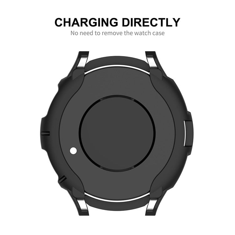 ENKAY HAT PRINCE For Samsung Galaxy Watch6 Classic 43mm Hollow TPU Case Half-Cover Watch Frame with 0.2mm 2.15D 9H Tempered Glass Screen Film - Red