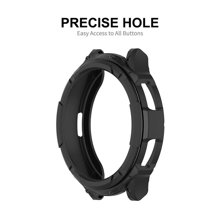 ENKAY HAT PRINCE For Samsung Galaxy Watch6 Classic 43mm Hollow TPU Case Half-Cover Watch Frame with 0.2mm 2.15D 9H Tempered Glass Screen Film - Red