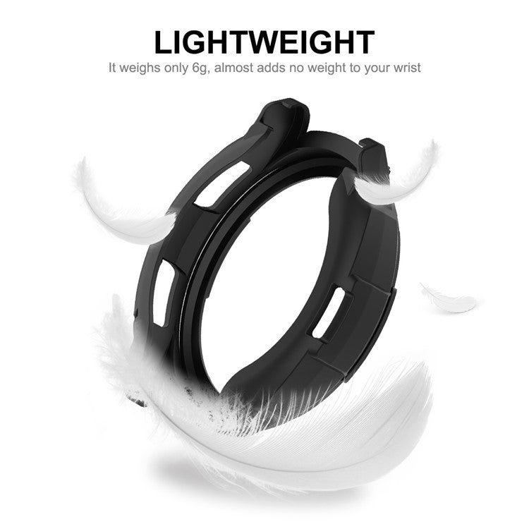 ENKAY HAT PRINCE For Samsung Galaxy Watch6 Classic 43mm Hollow TPU Case Half-Cover Watch Frame with 0.2mm 2.15D 9H Tempered Glass Screen Film - Red