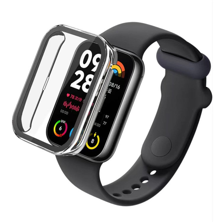 For Xiaomi Smart Band 8 Pro Hard PC Protective Watch Frame Case with Tempered Glass Screen Protector - Black