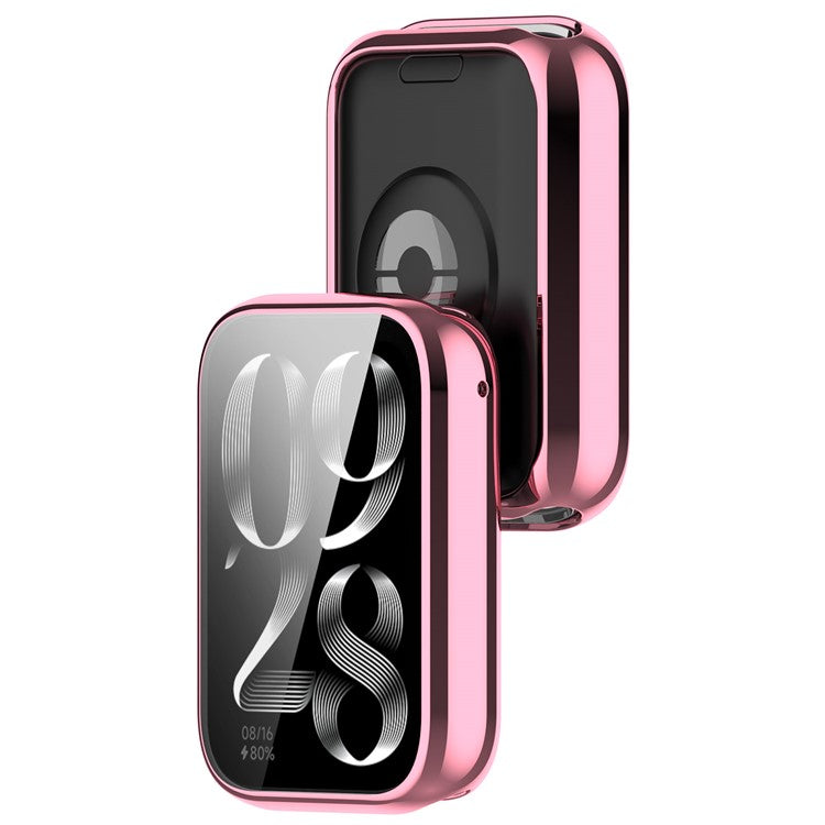 For Xiaomi Smart Band 8 Pro TPU Watch Case Electroplating Frame Cover - Pink