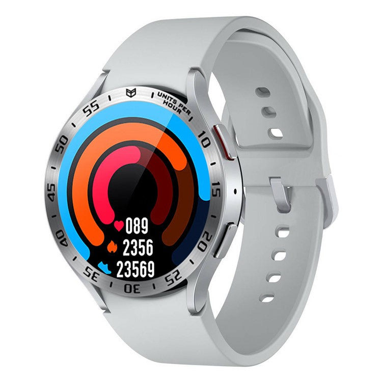 Type A Watch Bezel Ring for Galaxy Watch6 Classic 43mm , Metal Stylish Frame Loop Adhesive Cover with Dial Plate - Silver