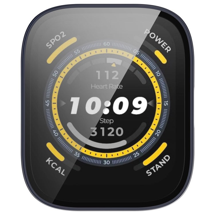 For Huami Amazfit Bip 5 A2215 Overall Protective Case Hard PC Watch Cover with Tempered Glass Screen Protector - Ink Blue