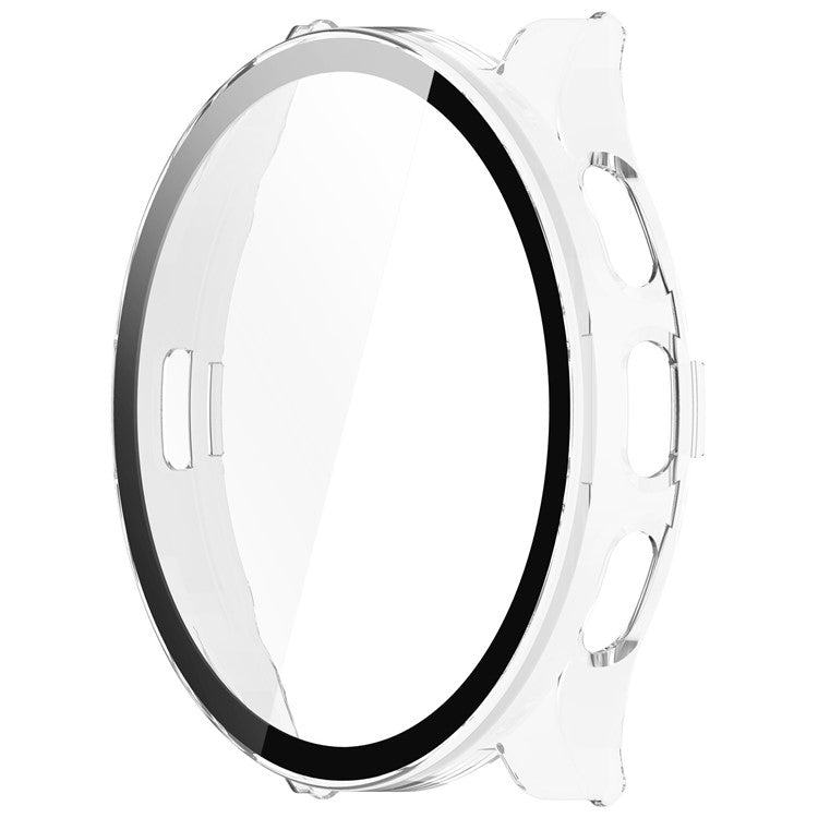 For Garmin Venu 3S Full Coverage Hard PC Watch Case Clear Cover with Tempered Glass Screen Protector - Transparent White