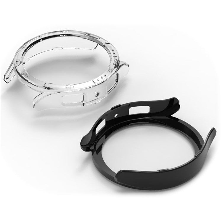 For Samsung Galaxy Watch6 44mm Hollow PC Watch Case Cover 3D Numeral Smart Watch Protective Case - Light Purple