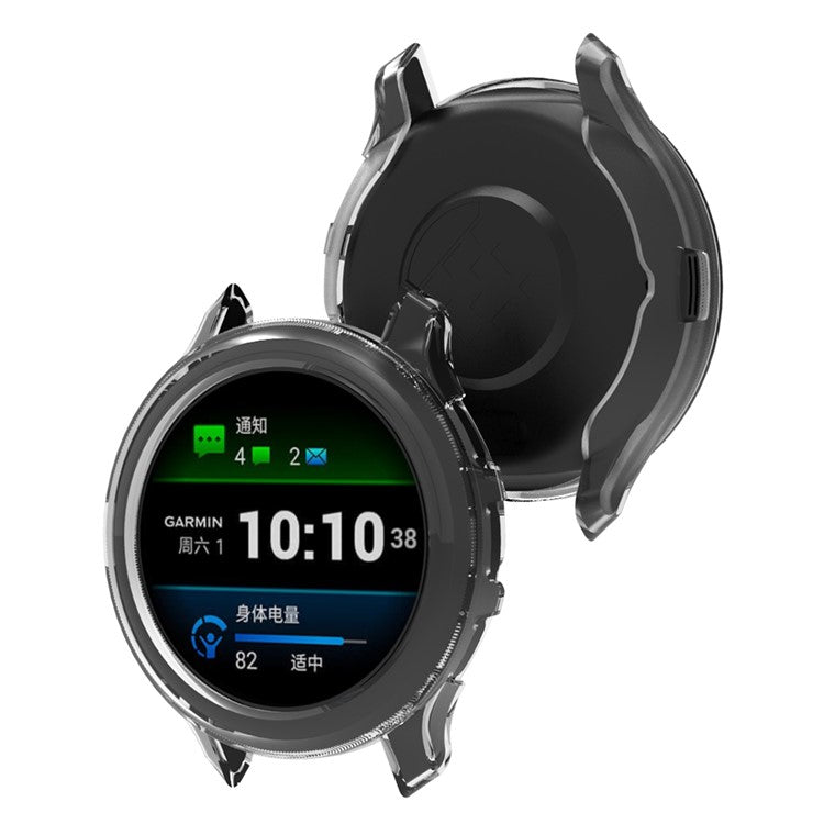 For Garmin Venu 3 Watch Case Hollow TPU Frame Half Protective Cover - Transparent Black
