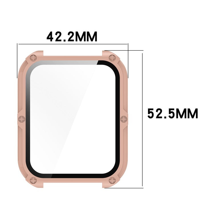 For Oppo Watch 4 Pro Hard PC Case Cover Anti-Scratch Watch Case with Tempered Glass Screen Film - Ivory White