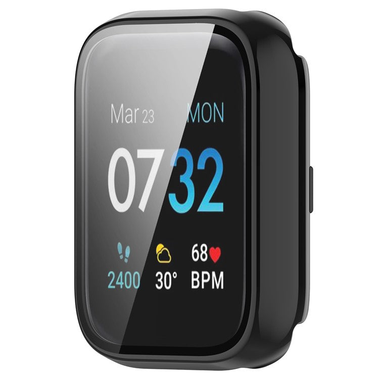 For iTouch Air 3 Protective Frame with Tempered Glass Screen Film Smart Watch Hard PC Bumper Case - Black