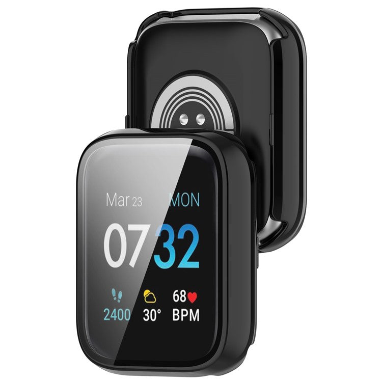 For iTouch Air 3 Protective Frame with Tempered Glass Screen Film Smart Watch Hard PC Bumper Case - Black