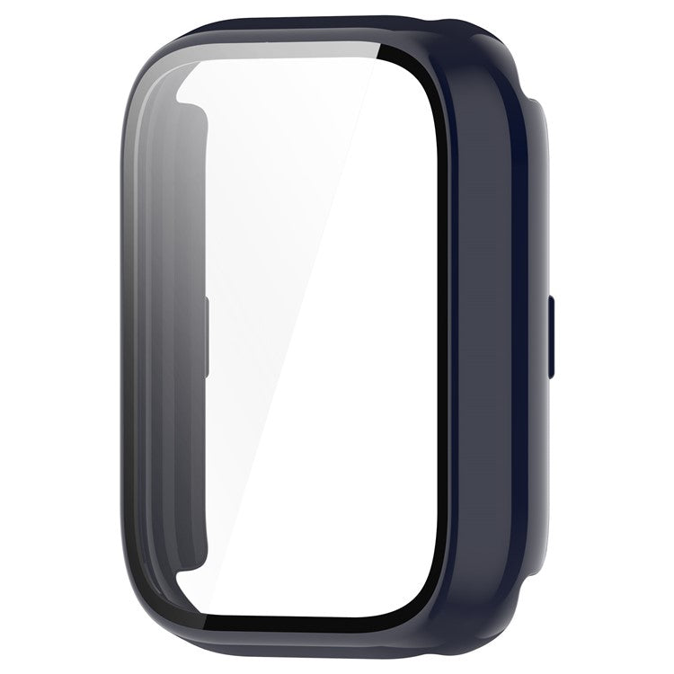 For iTouch Air 3 Protective Frame with Tempered Glass Screen Film Smart Watch Hard PC Bumper Case - Dark Blue