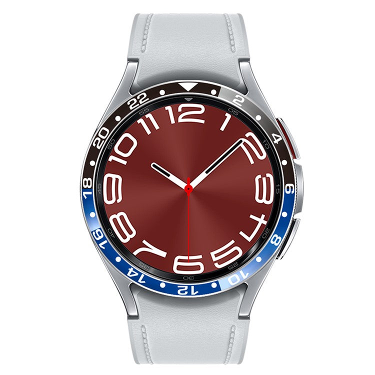 Aluminium Alloy Cover for Samsung Galaxy Watch6 Classic 43mm Bezel Ring Dual Color Watch Bumper - Black / Blue