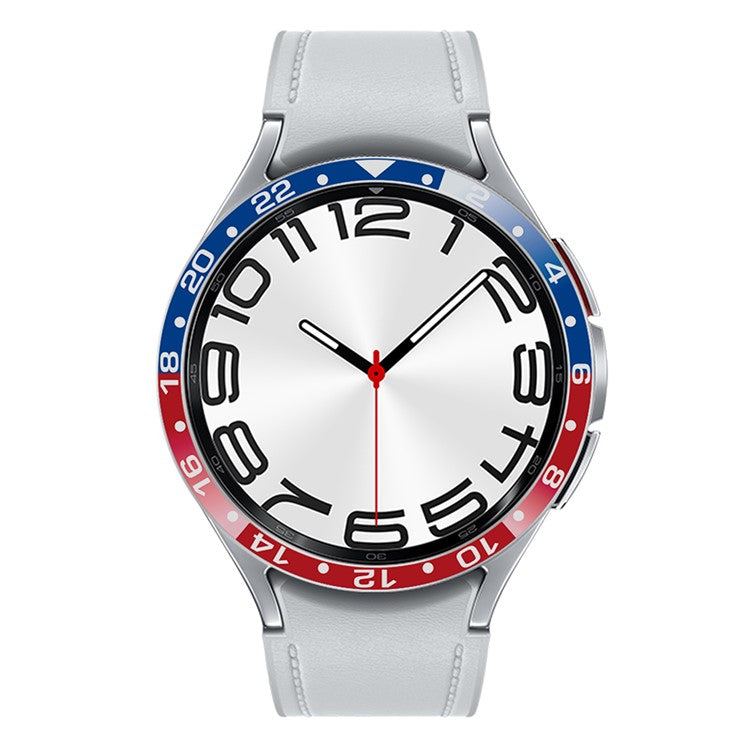 For Samsung Galaxy Watch6 Classic 47mm / Watch 5 Pro 45mm Bezel Ring Dual Color Aluminium Alloy Watch Cover - Blue / Red