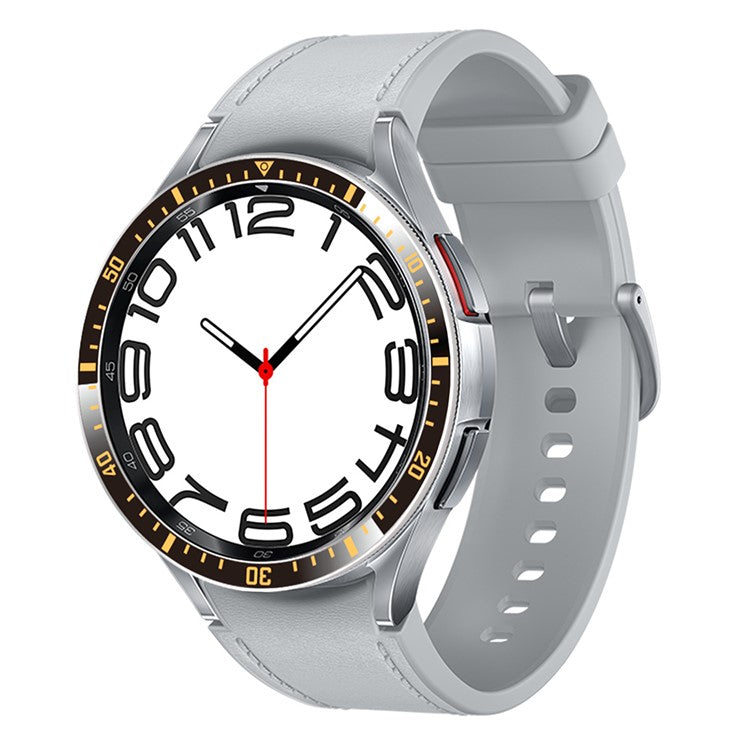 Aluminium Alloy Case Bumper for Samsung Galaxy Watch6 Classic 47mm / Watch 5 Pro 45mm Bezel Ring Cover - Black / Gold Letter