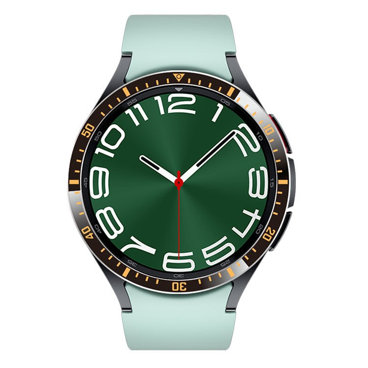 Aluminium Alloy Case Bumper for Samsung Galaxy Watch6 Classic 47mm / Watch 5 Pro 45mm Bezel Ring Cover - Black / Gold Letter