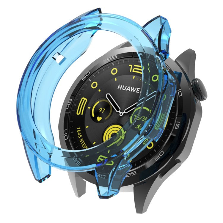 For Huawei Watch GT 4 46mm Protective Frame TPU Hollow Out Anti-drop Watch Case - Transparent Blue