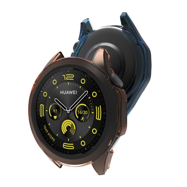 For Huawei Watch GT 4 46mm Protective Frame TPU Hollow Out Anti-drop Watch Case - Transparent Blue