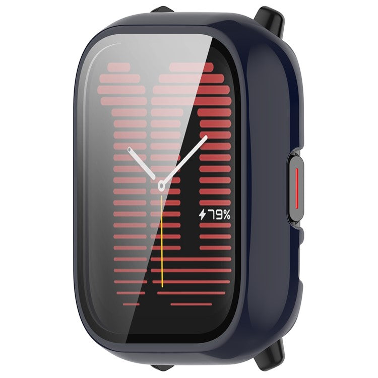 For Huami Amazfit Active (A2211) Case with Tempered Glass Film Full Protective Hard PC Watch Cover - Dark Blue