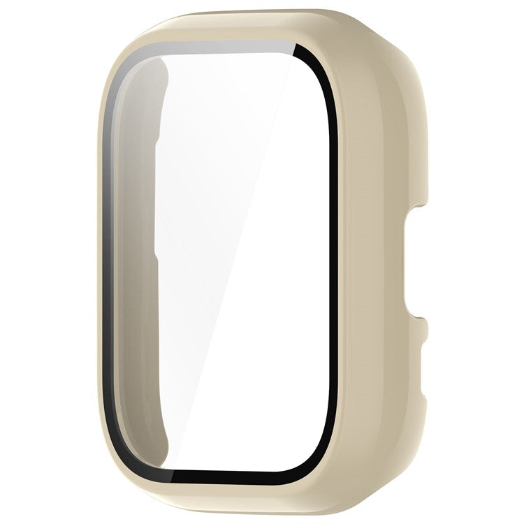 For Huami Amazfit Active (A2211) Case with Tempered Glass Film Full Protective Hard PC Watch Cover - Ivory White