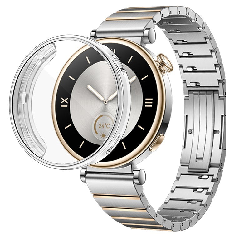 For Huawei Watch GT 4 41mm Watch Protector Electroplating Full Coverage TPU Watch Cover - Silver