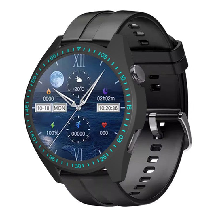 For Aigo GT8 Smart Watch Half-Wrapped Protective Cover Hard PC Frame Watch Case with Dial Plate - Black+Blue