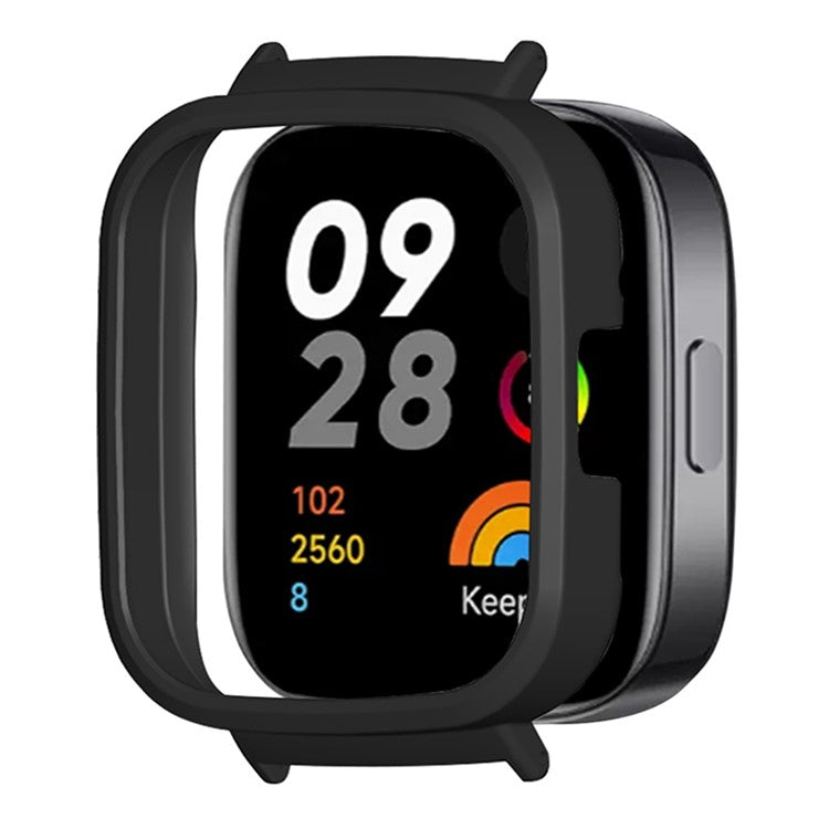 For Xiaomi Redmi Watch 3 Hard PC Bumper Frame Case Protective Cover with 20mm Adapter Connector - Black