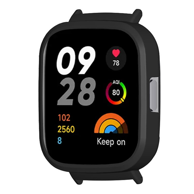 For Xiaomi Redmi Watch 3 Hard PC Bumper Frame Case Protective Cover with 20mm Adapter Connector - Black