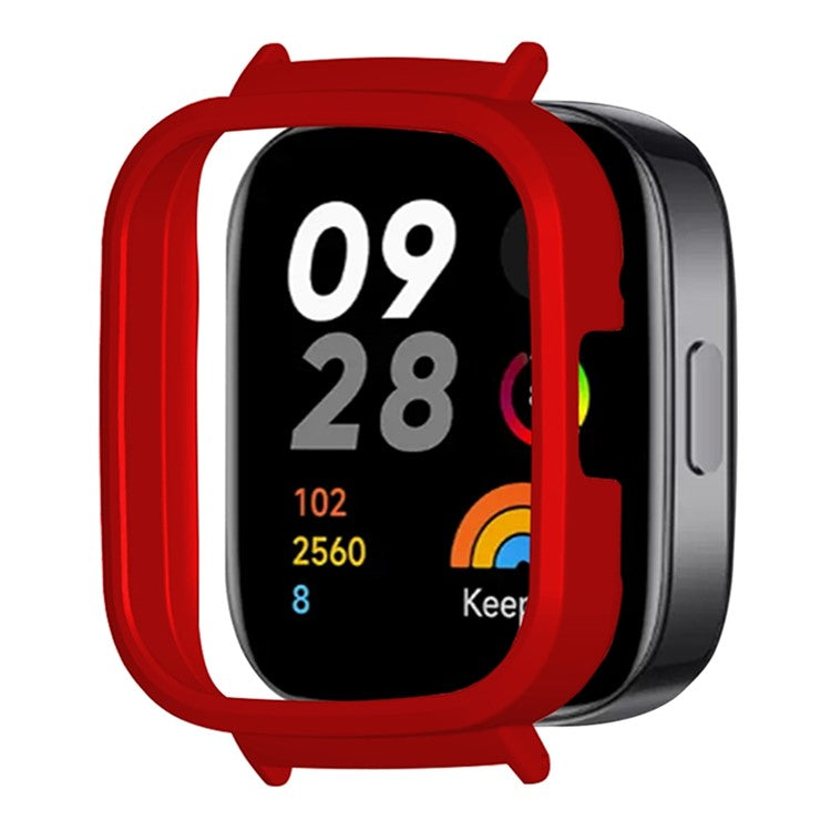 For Xiaomi Redmi Watch 3 Hard PC Bumper Frame Case Protective Cover with 20mm Adapter Connector - Red