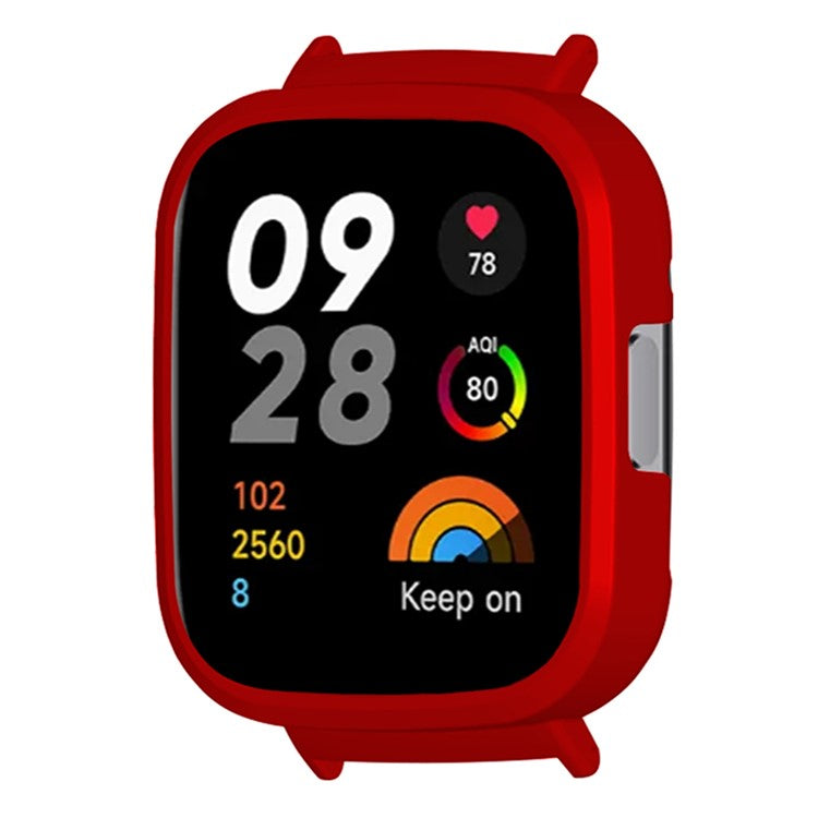 For Xiaomi Redmi Watch 3 Hard PC Bumper Frame Case Protective Cover with 20mm Adapter Connector - Red