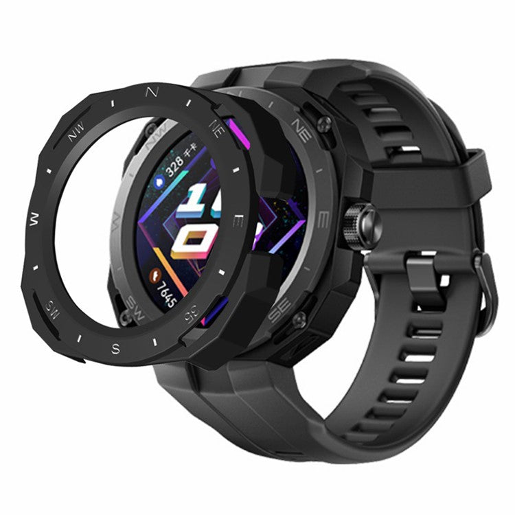 For Huawei Watch GT Cyber Hard PC Watch Frame Hollow Protective Case Cover - Black+White