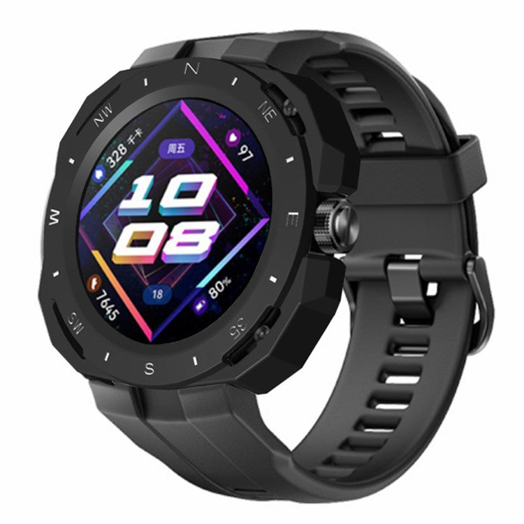 For Huawei Watch GT Cyber Hard PC Watch Frame Hollow Protective Case Cover - Black+White