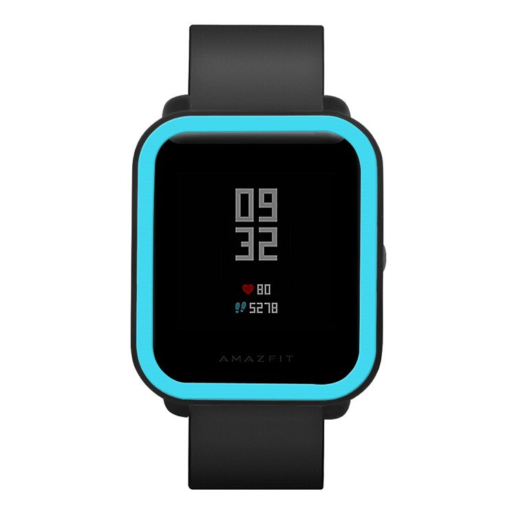 For Huami Amazfit Bip / Bip Lite Protective Edge Case Dual Color Silicone Watch Cover - Black+Blue