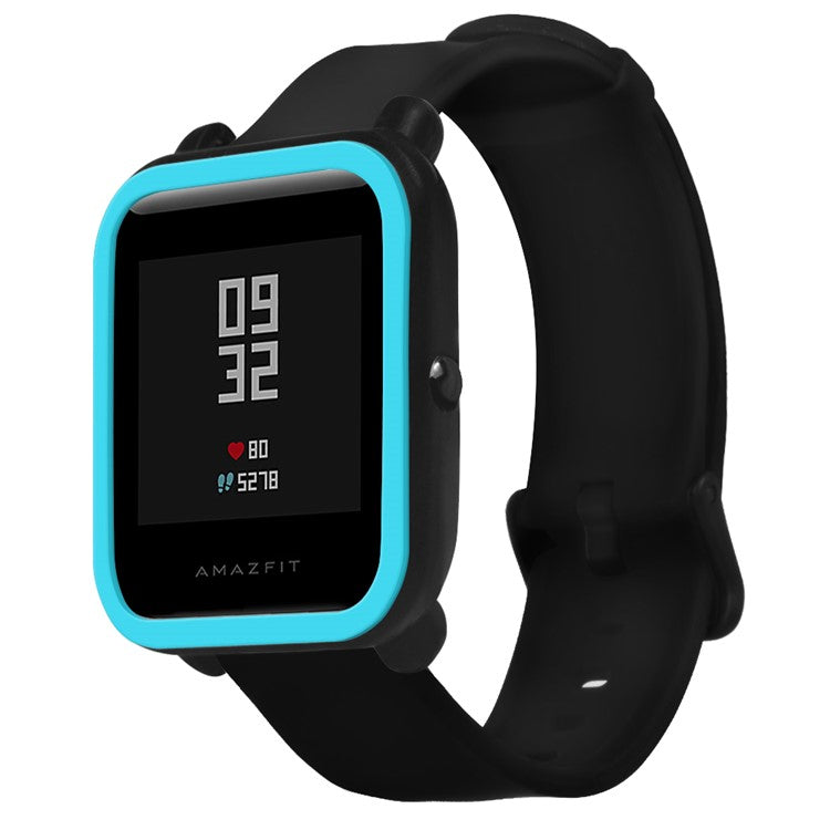 For Huami Amazfit Bip / Bip Lite Protective Edge Case Dual Color Silicone Watch Cover - Black+Blue