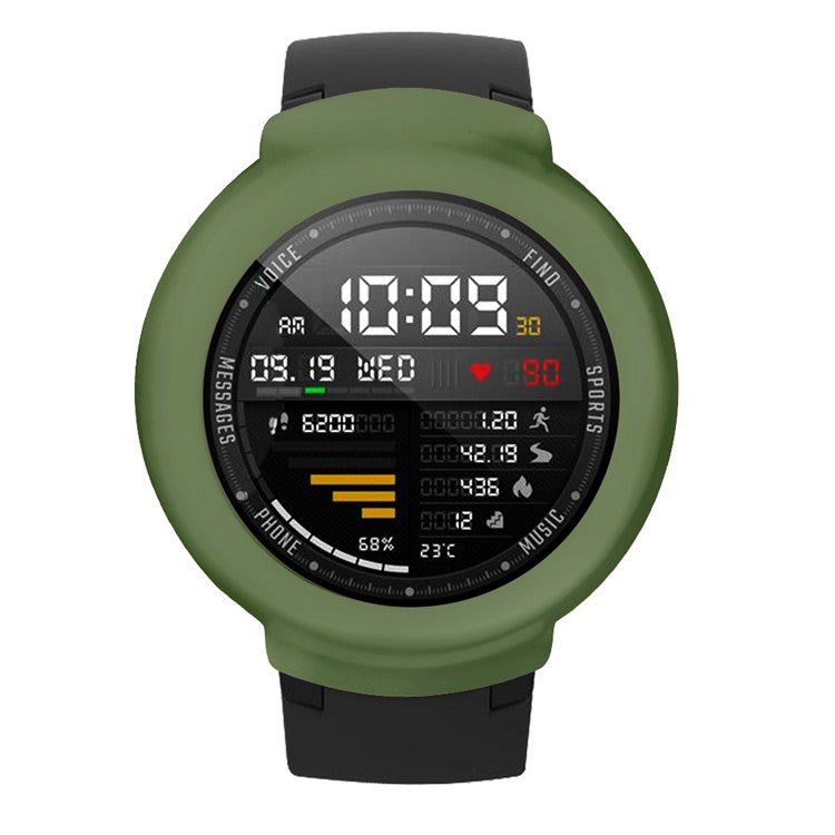For Huami Amazfit Verge / Verge Lite Silicone Bumper Frame Hollowed Protective Cover - Army Green