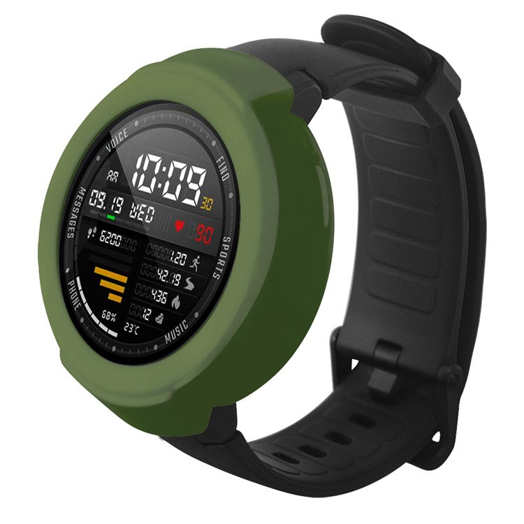 For Huami Amazfit Verge / Verge Lite Silicone Bumper Frame Hollowed Protective Cover - Army Green