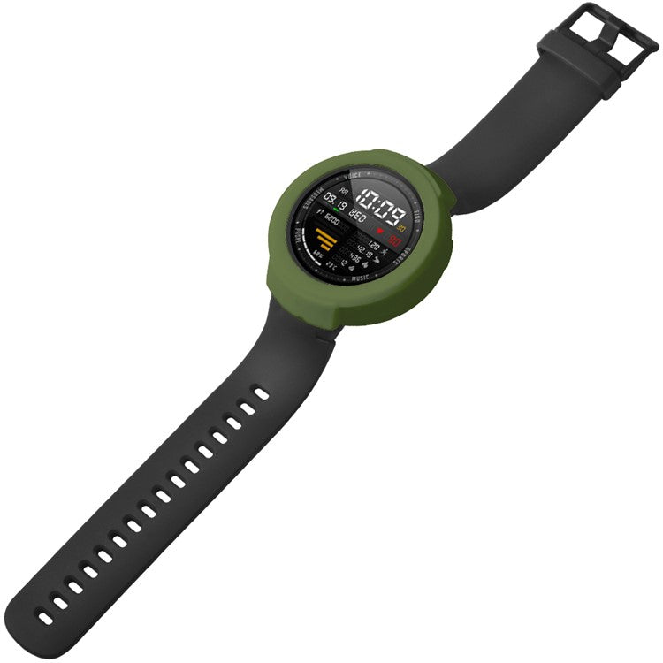 For Huami Amazfit Verge / Verge Lite Silicone Bumper Frame Hollowed Protective Cover - Army Green