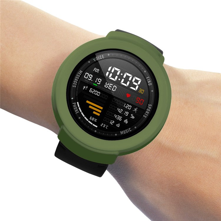 For Huami Amazfit Verge / Verge Lite Silicone Bumper Frame Hollowed Protective Cover - Army Green