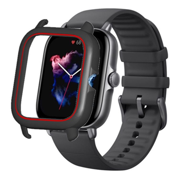 For Huami Amazfit GTS3 Protective Cover Frame Hard PC Hollow Watch Case - Black+Red