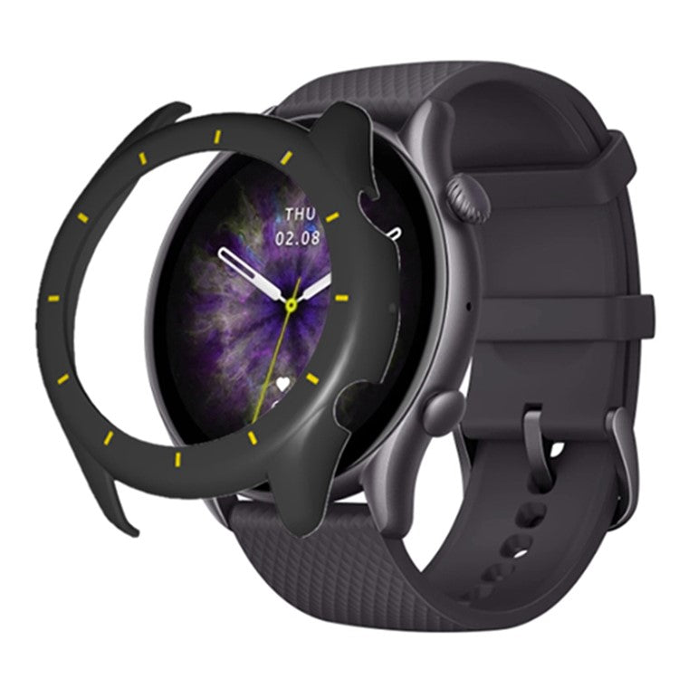 For Huami Amazfit GTR 3 / GTR 3 Pro Watch Case Hollow Hard PC Shockproof Cover Frame - Black+Yellow
