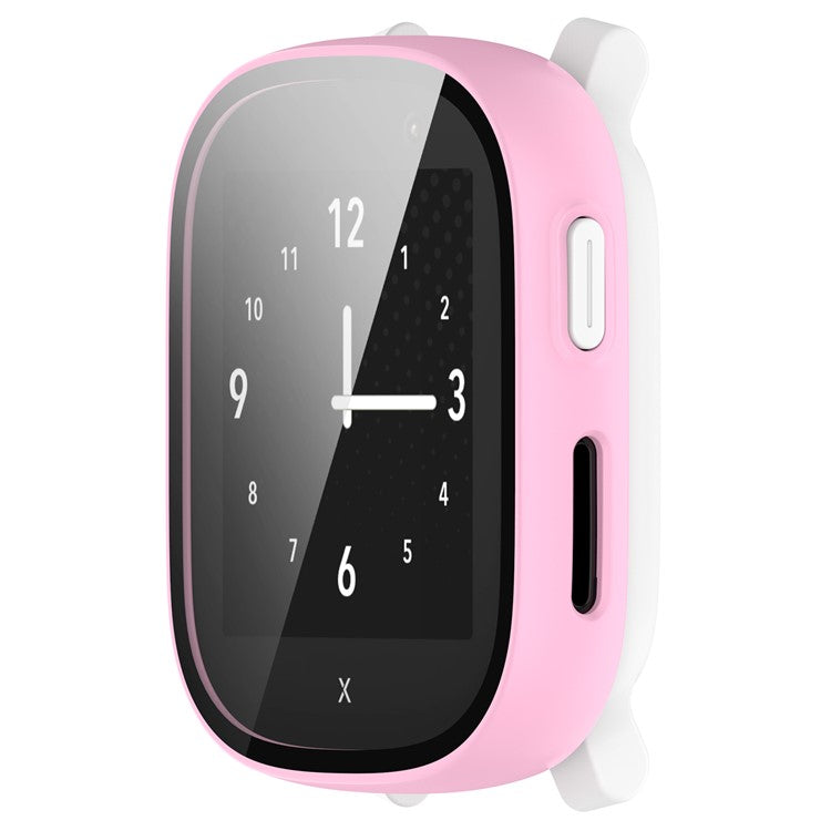 Hard PC Cover for Xplora X6 Play Watch Case with Tempered Glass Screen Protector - Pink