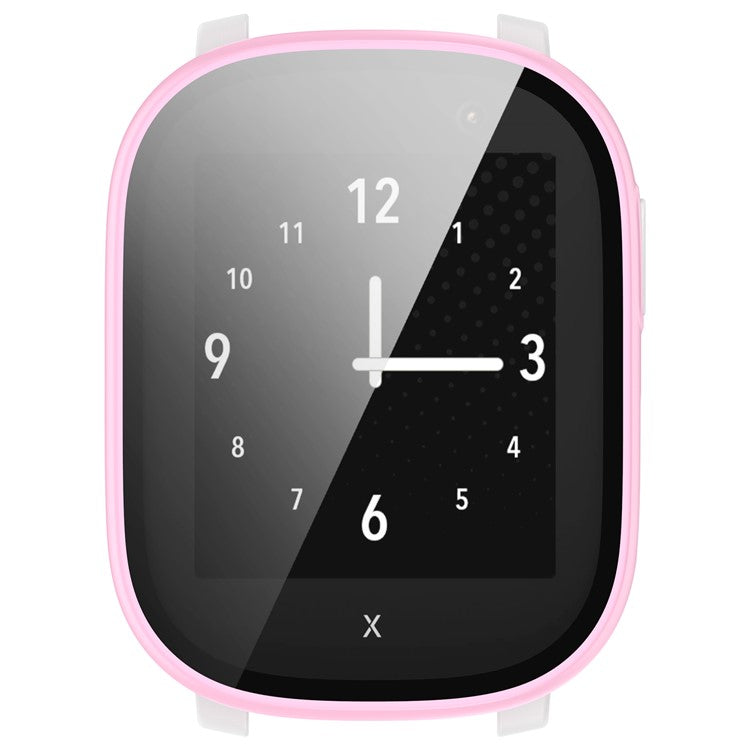 Hard PC Cover for Xplora X6 Play Watch Case with Tempered Glass Screen Protector - Pink