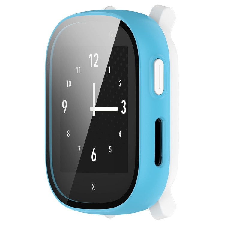 Hard PC Cover for Xplora X6 Play Watch Case with Tempered Glass Screen Protector - Blue